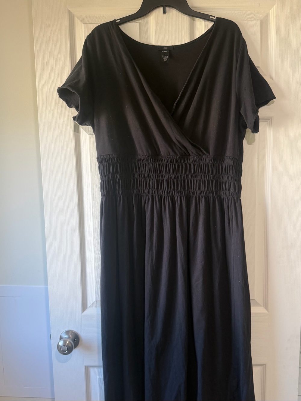 ellos Black Maxi Dress with Smocked Waist cotton dress size large